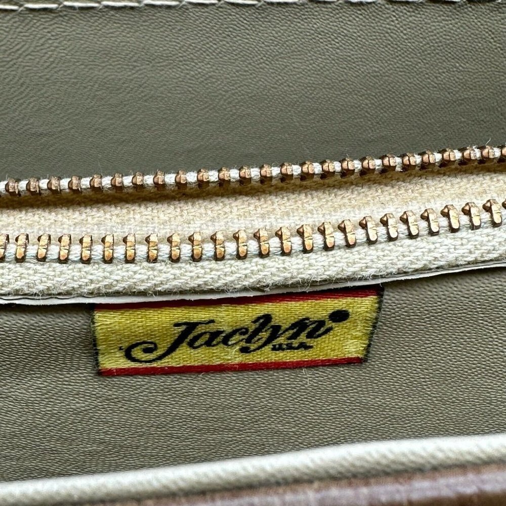 Vintage Jaclyn USA Shoulder Bag Womens Stand Alone Turn Lock Gold Plated Brown - Picture 7 of 11